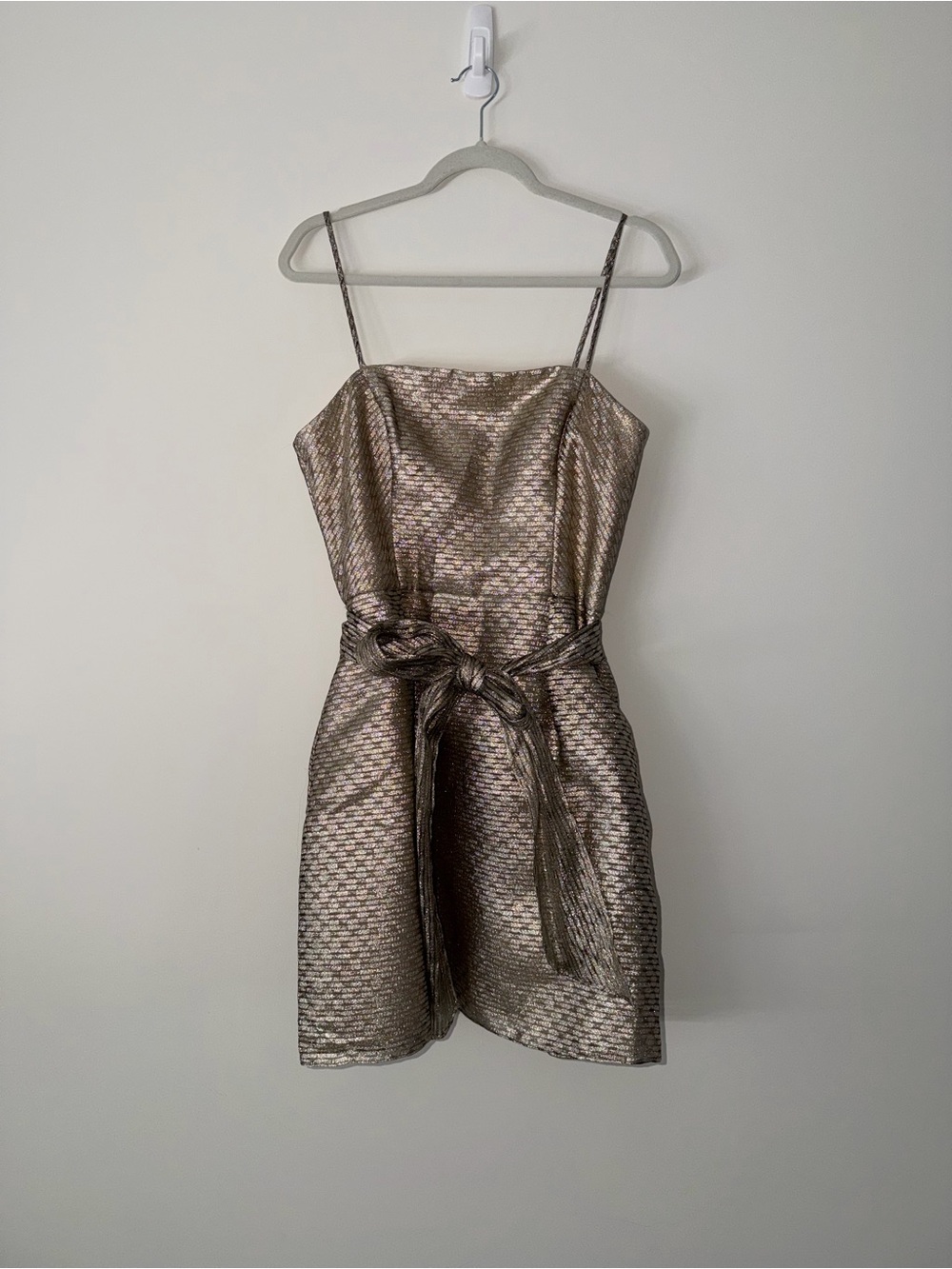 NWT Shoshanna Shimmery Metallic Gold mini prom graduation dress 10 - Picture 4 of 14